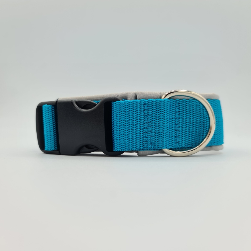 Halsband Petrol & hellgrau, verstellbar & gepolstert